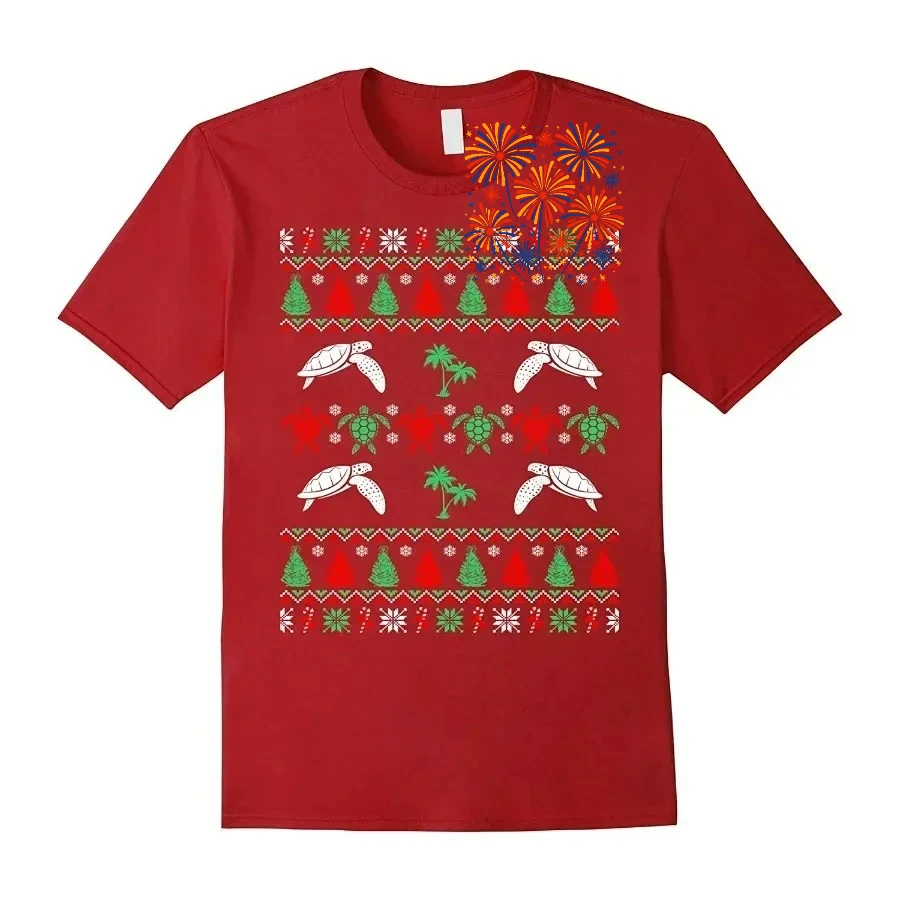 

Sea Turtle Ugly Christmas Sweater T-Shirt Men's Cotton Short Sleeve O-Neck T Shirt New S-3XL