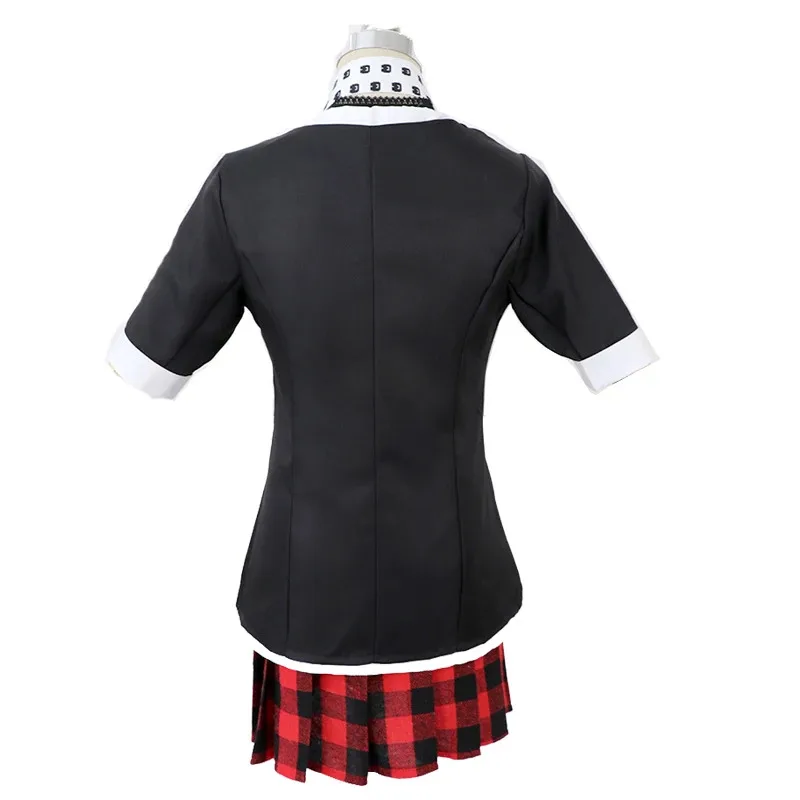 Anime Danganronpa Cosplay Costume Enoshima Junko Uniform Cafe Clothes Short Skirt Double Tail Braid Wig monokuma Bear Headweara; view 4