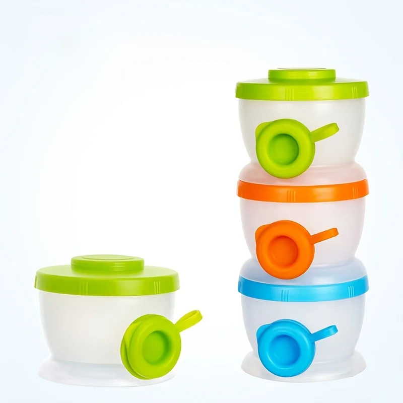 

Colorful 3-Layers Baby Milk Powder Dispenser, Infants Toddlers Snacks Storage Container for Travel and On the GO