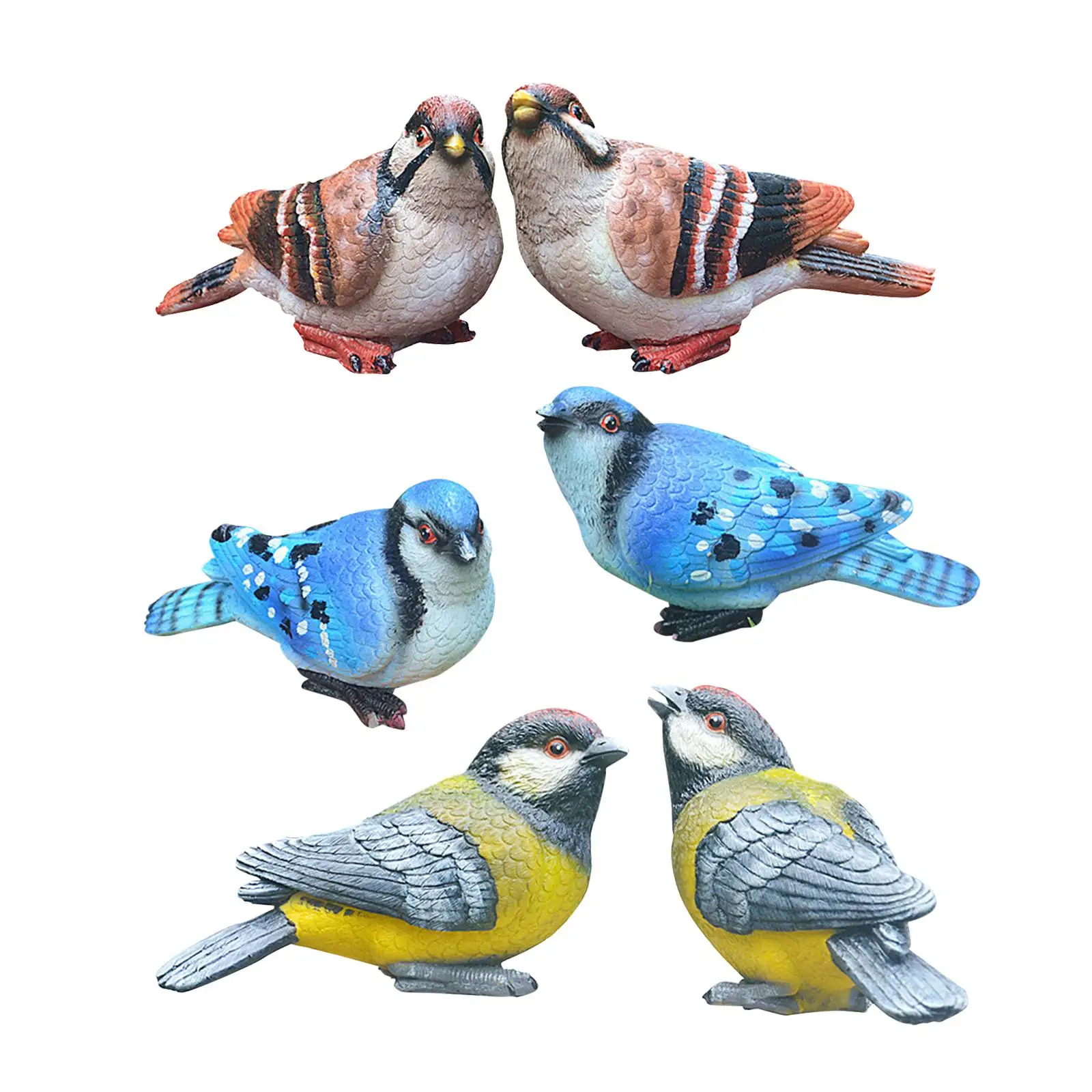 2Pcs Bird Statues Decoration Miniature for Desktop Lawn Outdoor Indoor