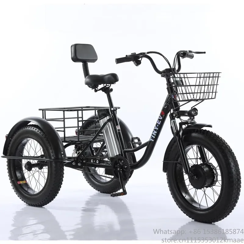 3 Wheel Electric Cruiser Tricycle, Seniors 3 Wheel Bike, 48V12AH Battery, Storage Basket Electric Tricycle