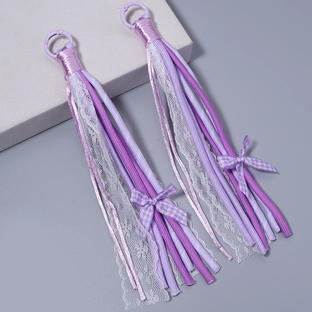 Lace Braided Lanyard Keychain with Bow Pendant