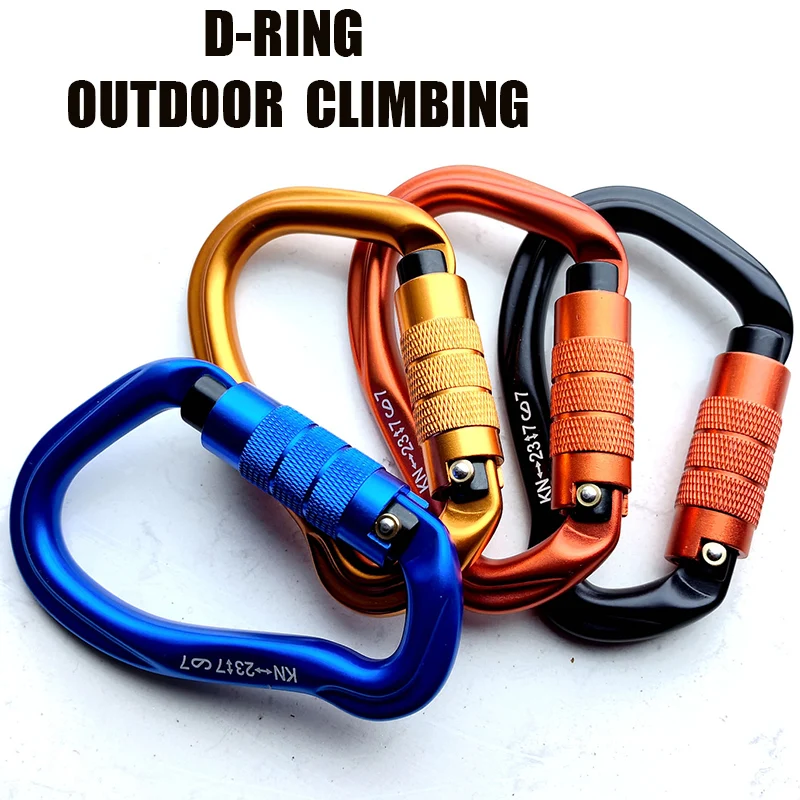 23KN Auto Locking Gate Carabiner Heavy Duty D Shape Buckle Pack Carabiner Hiking Climbing Rappelling Hammock Locking Clip 4PCS