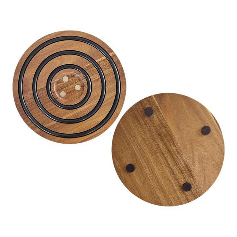 

AT51-магнитная подставка для кастрюль - подставка из дерева акации с силиконовыми кольцами для горячих кастрюль, сковородок и посуды