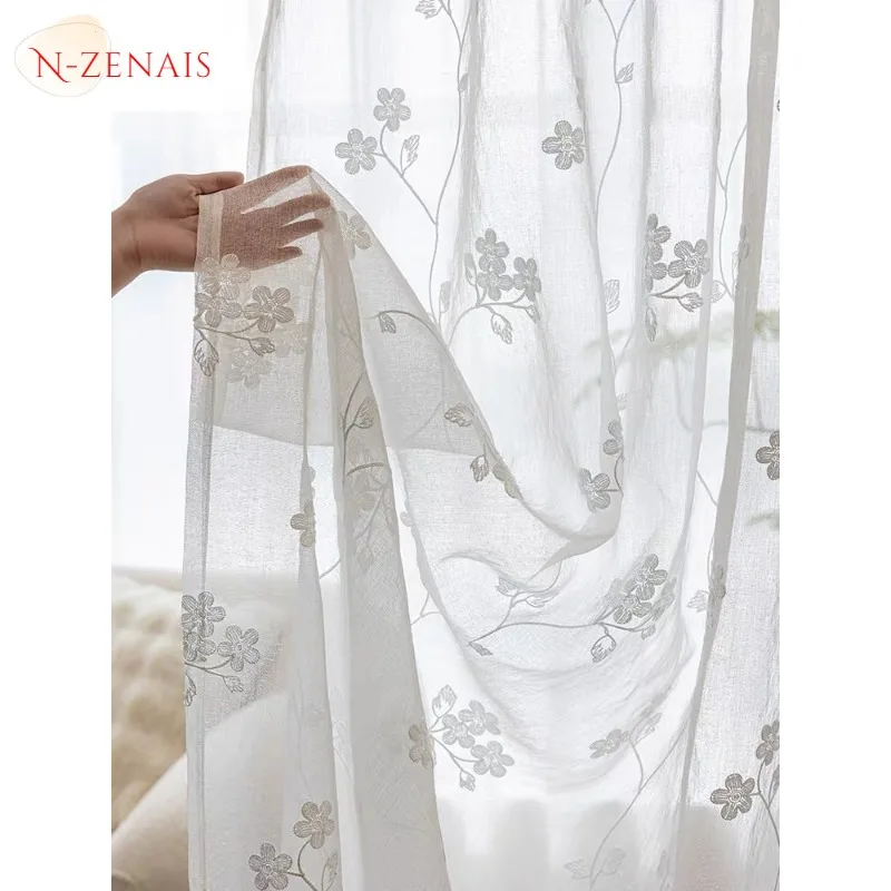 

Custom Size French Dreamy Romantic Embroidery Blackout Curtains for Living Dining Room Bedroom Decor White Tulle Fashion Elegant
