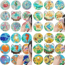 GATYZTORY 8pc/Sets Diamond Painting Coasters For Drinks Diy Coaster Diamond Art Kits For Adults Kids Beginners Diamond Art Craft