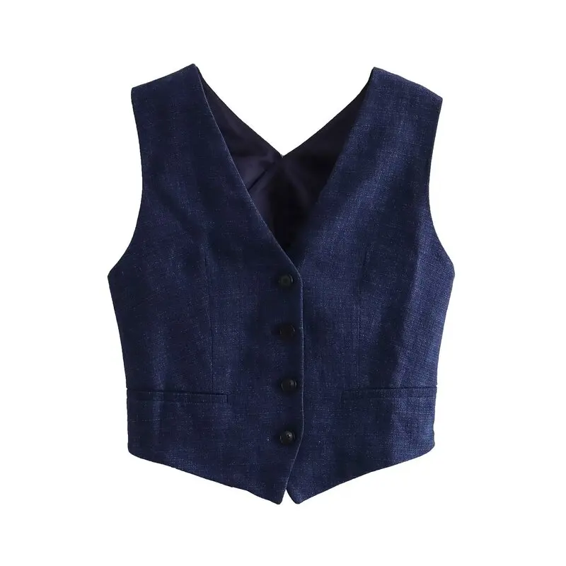 Versatile Cross Back Design Slimming Women's Vest Top Winter Fashion Short Length All-Match Style Ladies' Tank Top