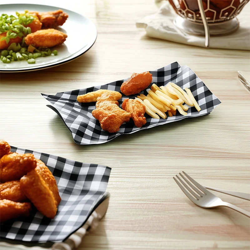 100 pezzi di carta vibrante a quadretti resistente al grasso, fogli di carta per gastronomia, panini, hamburger, carta da regalo per alimenti fritti, per feste, festival