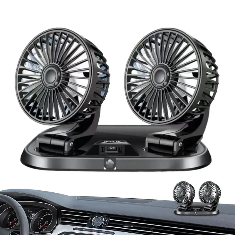 

Car Camping Fan 5V 1A Portable Auto Fan Car AC 2 Speeds Rechargeable 360 Degree Rotatable Backseat Air Fan Vehicle Cooling