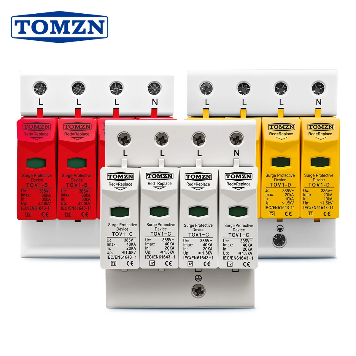 

AC SPD 4P 3P+N 10-20KA 20-40KA 30-60KA 275V 385V House Surge Protector Protective Low-voltage Arrester Device