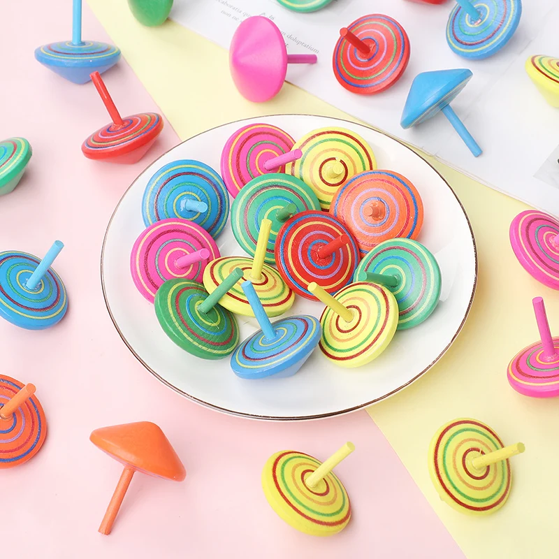 

10Pcs/Set Mini Colored Cartoon Pine Cones Wooden Gyro Toy Kids Birthday Party Favors Gift Pinata Filler Baby Shower Goodies Bag