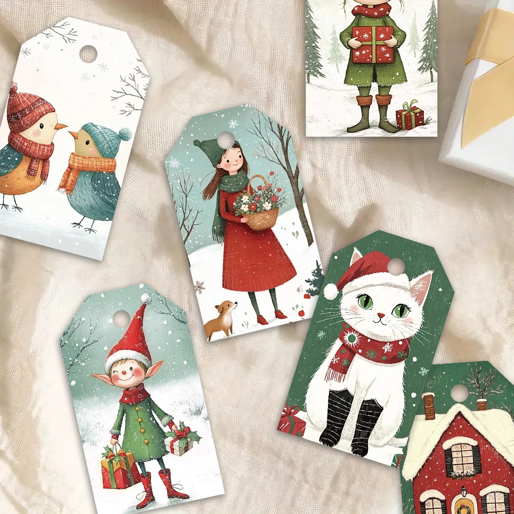 40 Stück, lustige Weihnachtsanhänger, Hängeanhänger, Geschenkanhänger, Partydekorationen, Heimwerken, Urlaubsdekoration, Partykarten, Ornamente, Juteseil