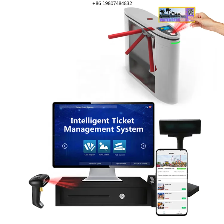 Ticket Checking Solution for Aliexpress, RFID Reader 7 Inch LCD Barcode Scanner Turnstile Zoo Park