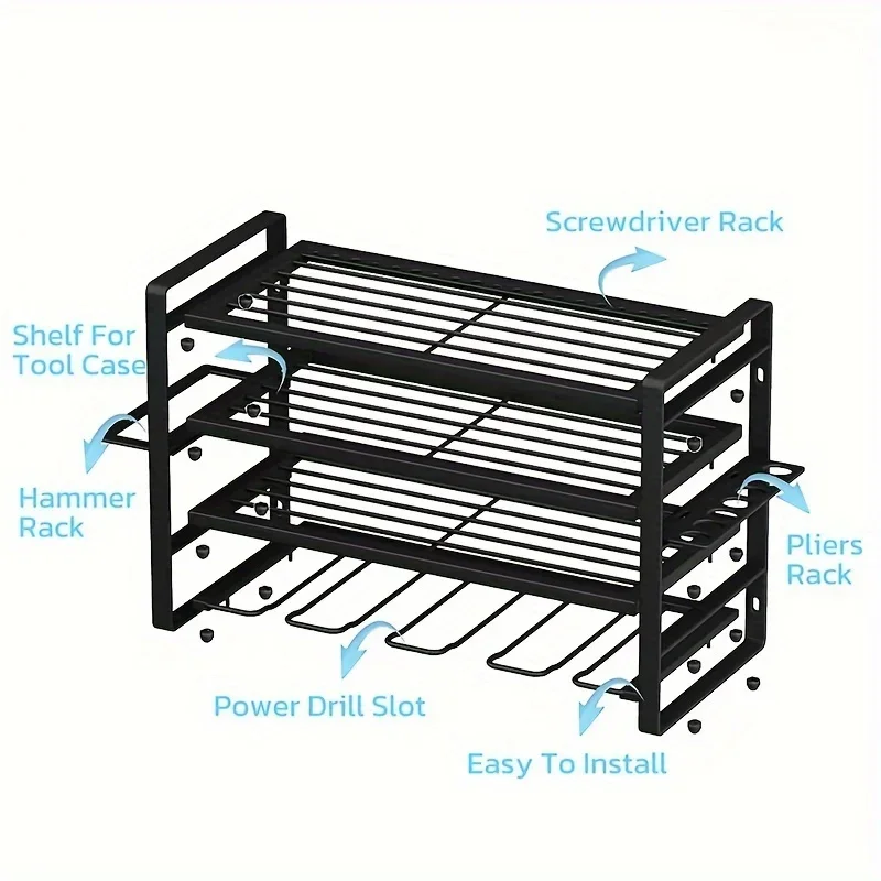 1pc Iron Garage Tool Storage Rack - Multi-Layer Electric Power Tool Organizer Shelf, Household Multipurpose Assembled Holder