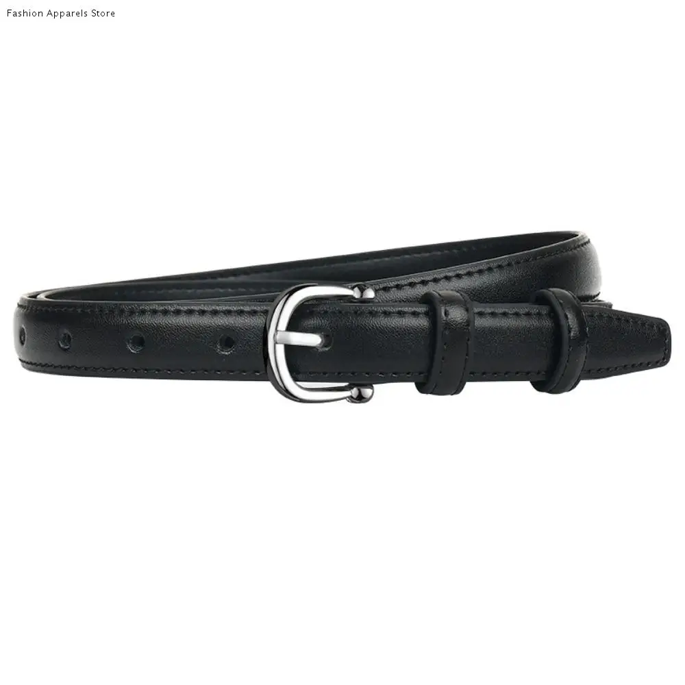 

Vintage Alloy Buckle Leather Fashion Belt Strap Adjustable PU Leather Waist Belt Simple Slender Korean Style Waistband Daily