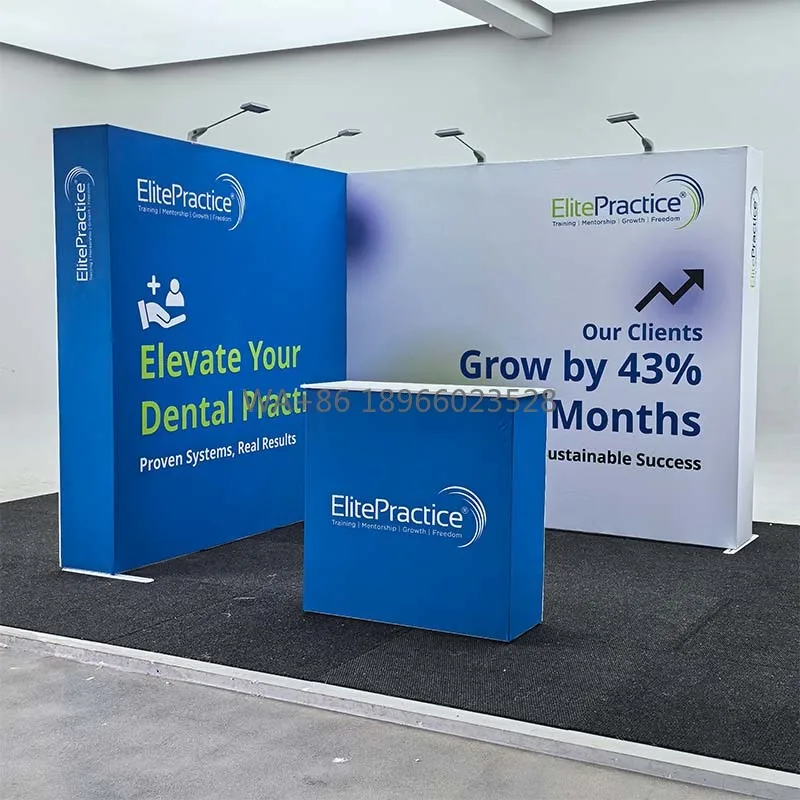 SEG Popup Portable Modular L Shape Trade Show Booth 10x10 with Graphics 3x3m Corner Exhibition Booth Stand Backdrop Wall