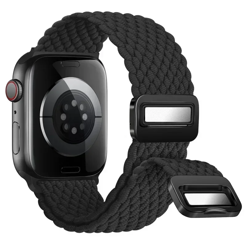 Nylon Braided Loop Strap for Apple Watch Ultra2 49mm 9 8 7 45 41mm Metal Magnetic Bracelet Wristband for 6 5 4 3 SE 44 40mm Band