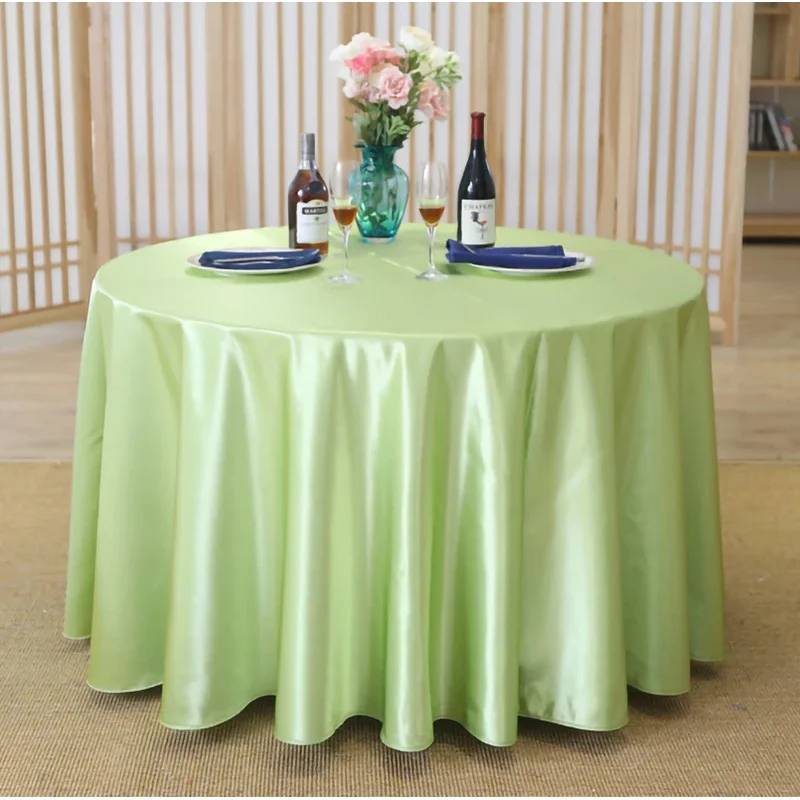 VIKAMA Light Blue Satin Round Tablecloth Smooth Shiny Silky Fabric Wrinkle Resistant Wedding Banquet Hotel Party Table Cover