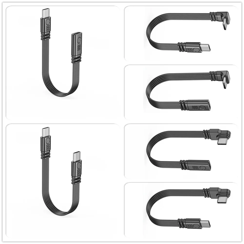 Type C Adapter Cable USB C Male to Female 90 Degree Right Angled Converter for Tablets Phones Support 480Mbps Data Transmission