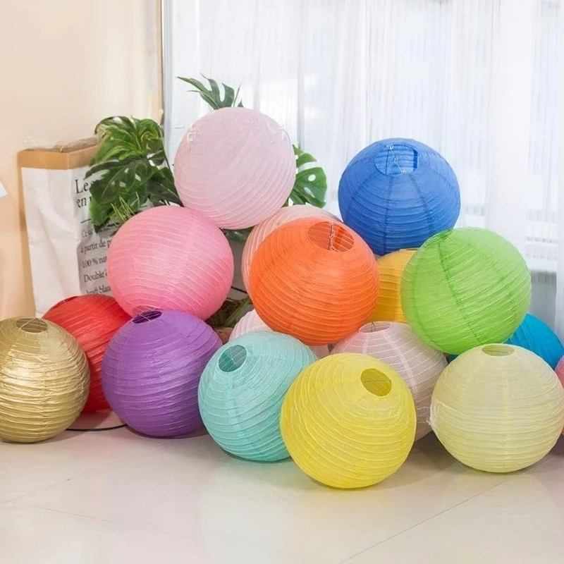 Circular Chinese Paper Lantern Handmade Folding Wedding Decoration Party Mall Event Decoration Lantern 4/6/8/10/12/14/16 Inches