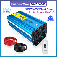 Inverter Pure Sine Wave 5KW 6KW 7KW 8KW 12V 24V 110V 220V DC TO AC UN EU US Socket Transformer Remoto Control Car Solar Inverter