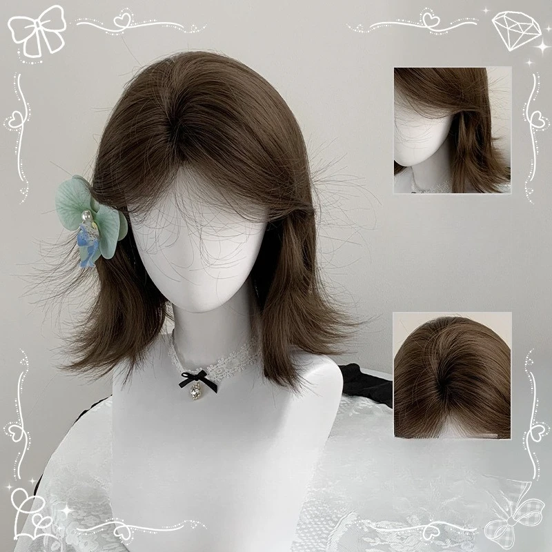 

Wig woman daily medium short curly hair lolita new natural full headgear
