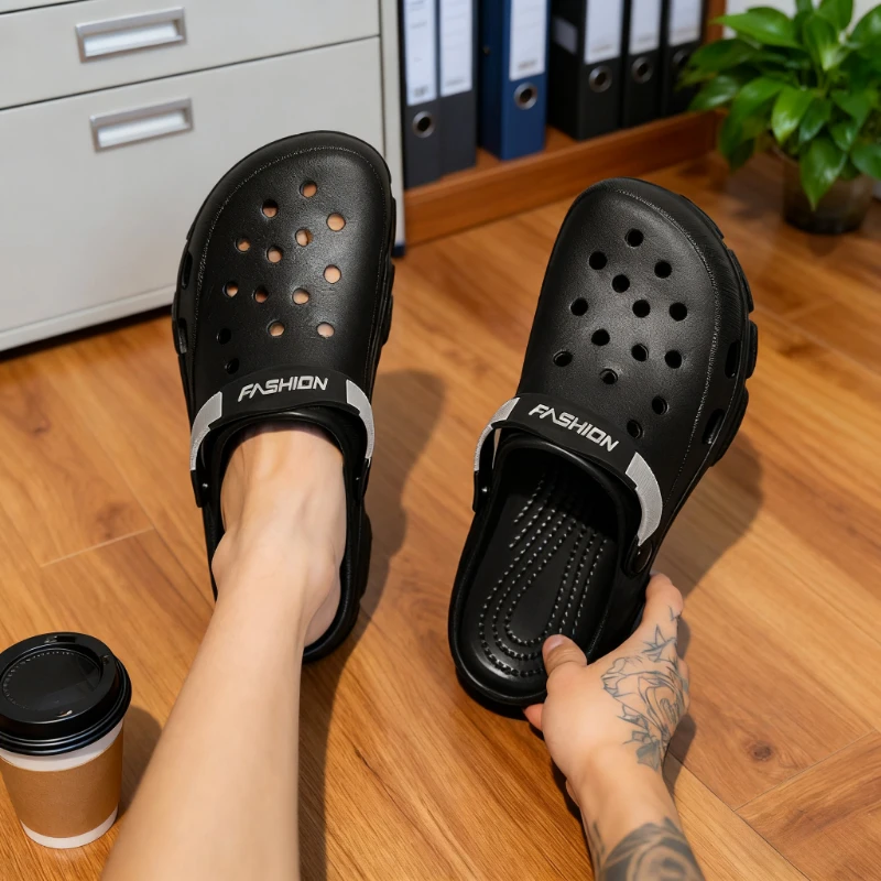 

Мужские всесезонные сабо из ЭВА для улицы, нескользящие сандалии с закрытым носком, устойчивые к запаху, легко чистится, работа на рынке морепродуктов, большие размеры