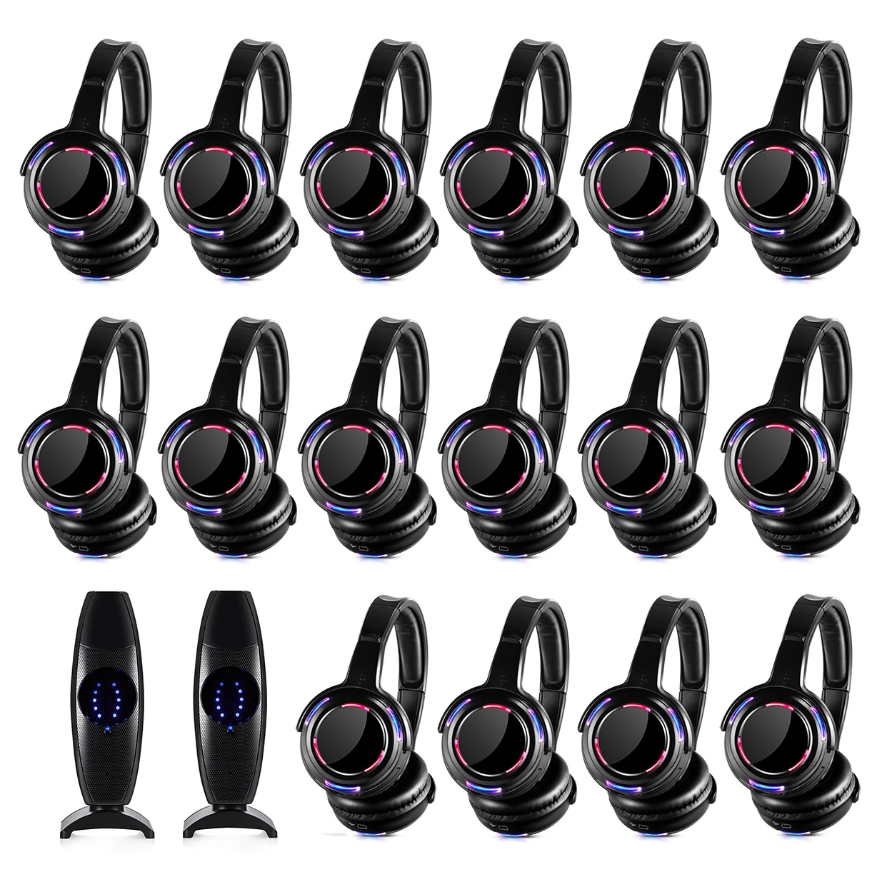 Silent Disco Led Wireless Headphones for Party Several Bundles for Choice