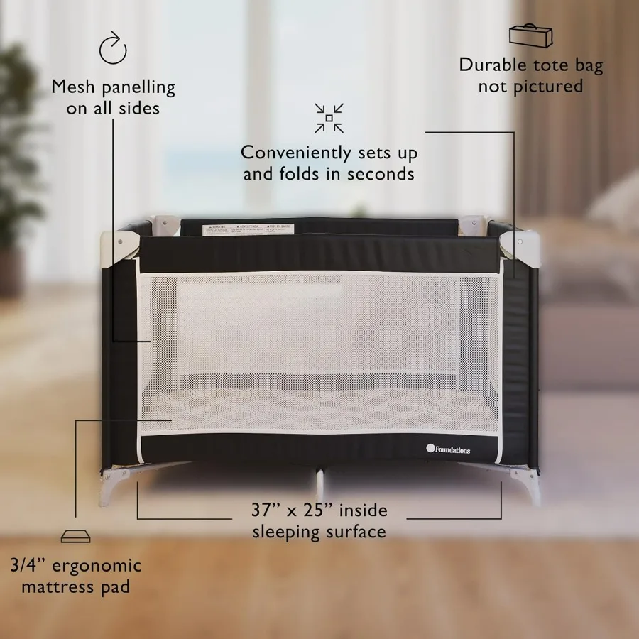 ホテル用折りたたみ式ベビーサークル「Sleep 'N Store」、取り外し可能なベビーベッド付きポータブルプレイヤード、収納付きトラベルプレイヤード