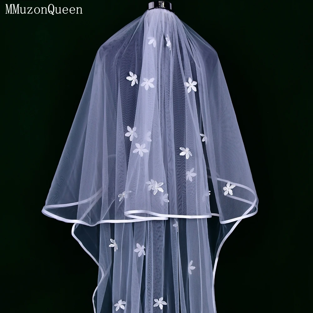 MMQ M30 Luxurious Sexy Flowers Hard Herringbone Edge Cape Veil Bridal Princess Wedding Long Tail Royal Chapel Accessory