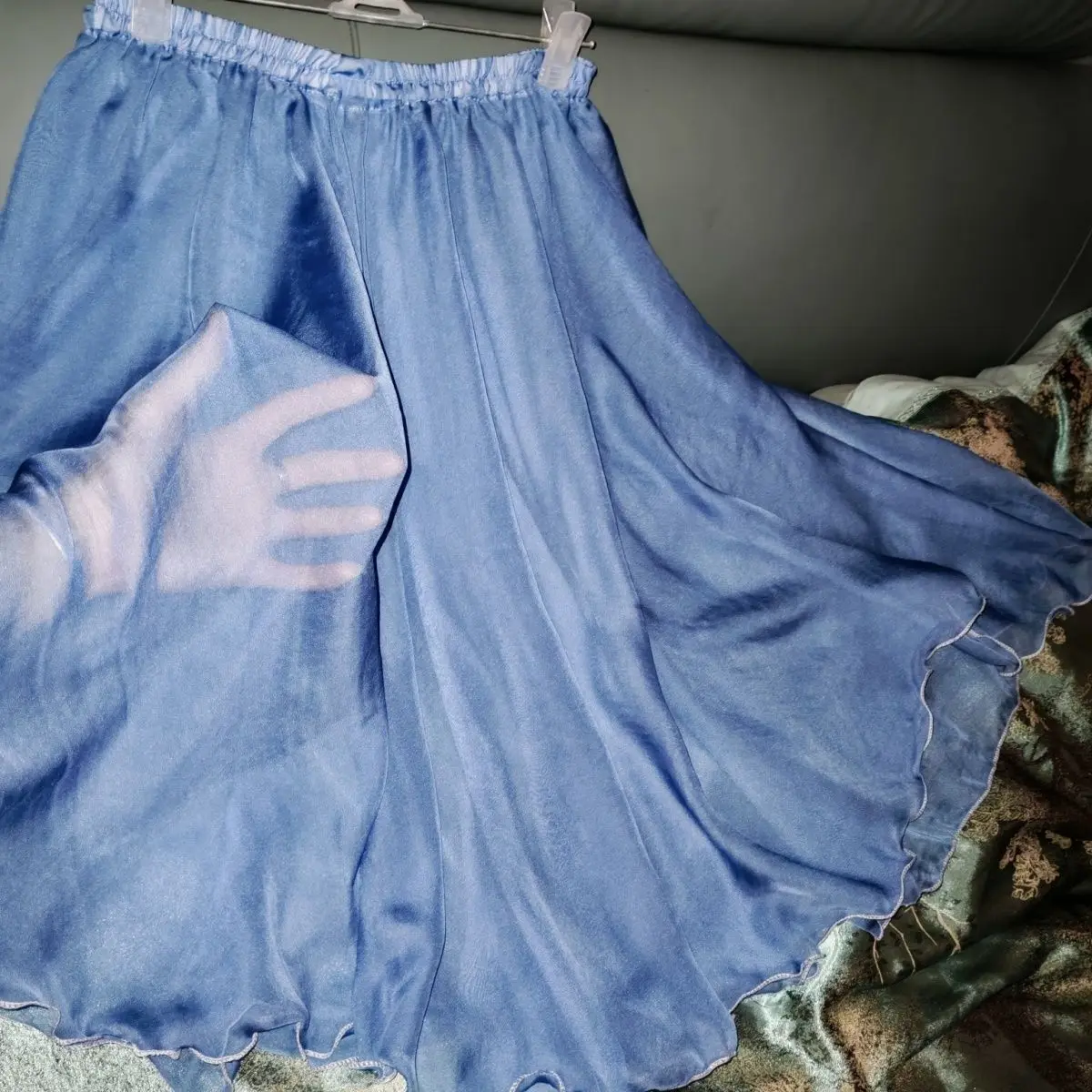 See Through Mesj Voile Elegant Women High Waist Maxi Skirt Floral Print Loose Plus Size Casual Bottoms