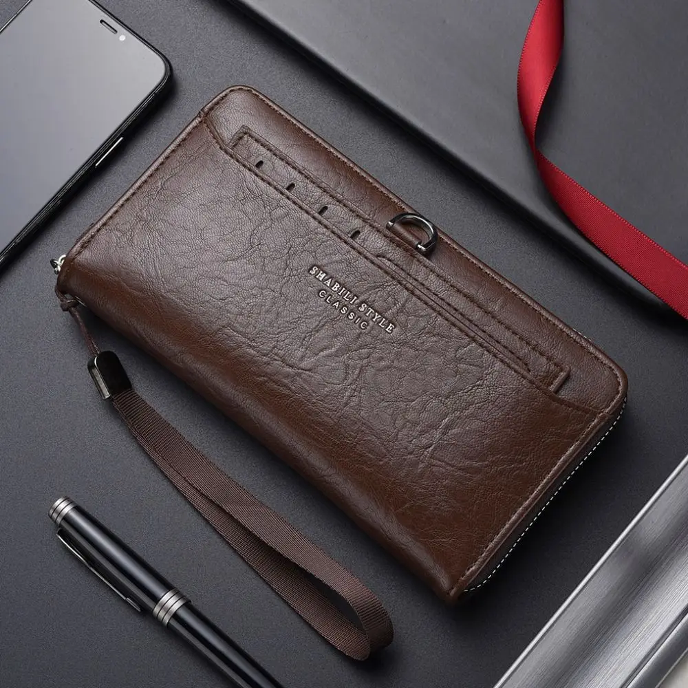 

Elegant Purse Men PU Wallet Multi Slot Large Capacity Long Wallet Zipper Card Brand Business Clutch Bag Gift
