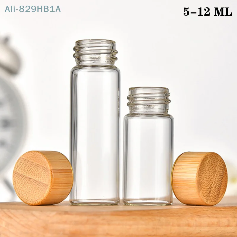 1pc Klarglas flaschen mit Bambus holz kappe leere Gewürz flaschen versiegelte Reagenz flasche DIY Handwerk Dekoration leeres kleines Glas