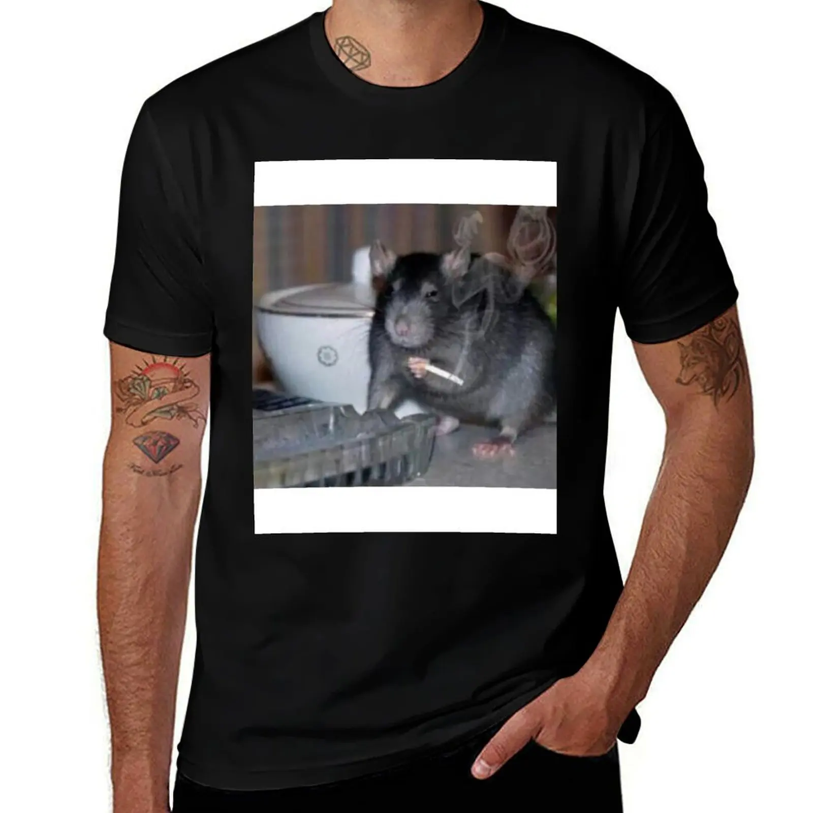 

Ratatouille Rat Smoking T-Shirt man t shirts graphic t shirts for man pack cotton man tshirt T-Shirt