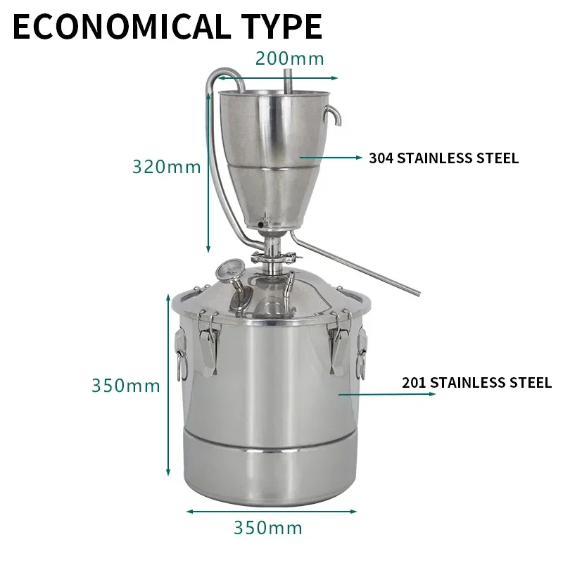 30L Stainless Steel Water Alcohol Distiller DIY Moonshine Equipment For Whisky Wine Beer Spirits Still Home Brewing Kit