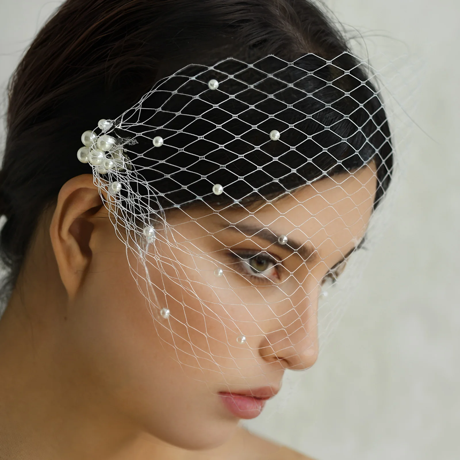 

MMQ MA08 Bride Single Pearl Headdress Dress Elegant Simplicity veil bride cathedral