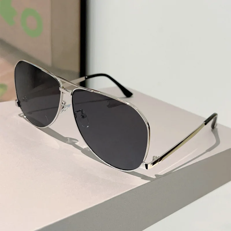 Vintage Oversize Quadratische Piloten-Sonnenbrille für Damen Neue Mode Legierung Farbverlauf Schwarz Sonnenbrille Herren Hip Hop Outdoor-Brille UV400 – Detail 9