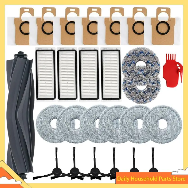 Peças de reposição para aspirador de pó dreame l30 ultra/l20 ultra, escova lateral principal, filtros hepa, esfregão, saco de pó