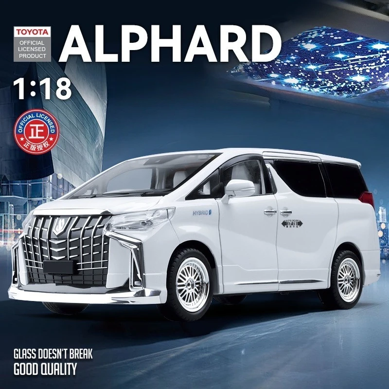 (Boxed) Simulation 1:18 Electric Door Toyota Elfa Alloy Car Model Ornament Toy Delivery