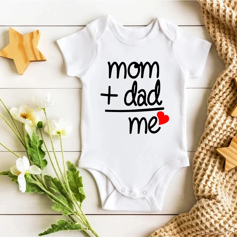 Funny I Love Mom Dad Print Baby Bodysuits Cotton Baby Boys Girls Romper Short Sleeve Jumpsuit Infant Newborn Clothes