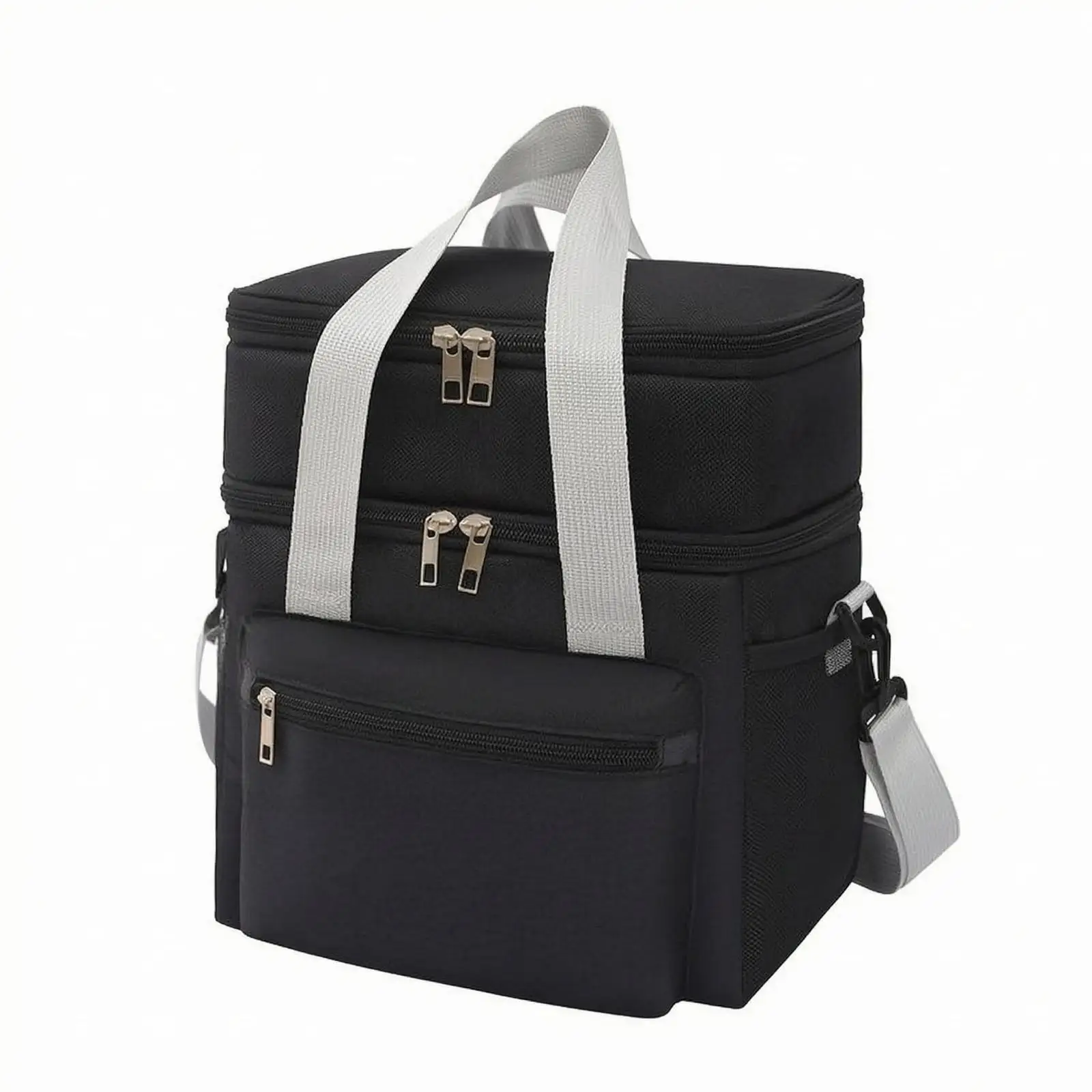 Portable Thermal Food Bag Carrier Waterproof Insulated Lunch Box with Front Pocket and Side Mesh for Travel