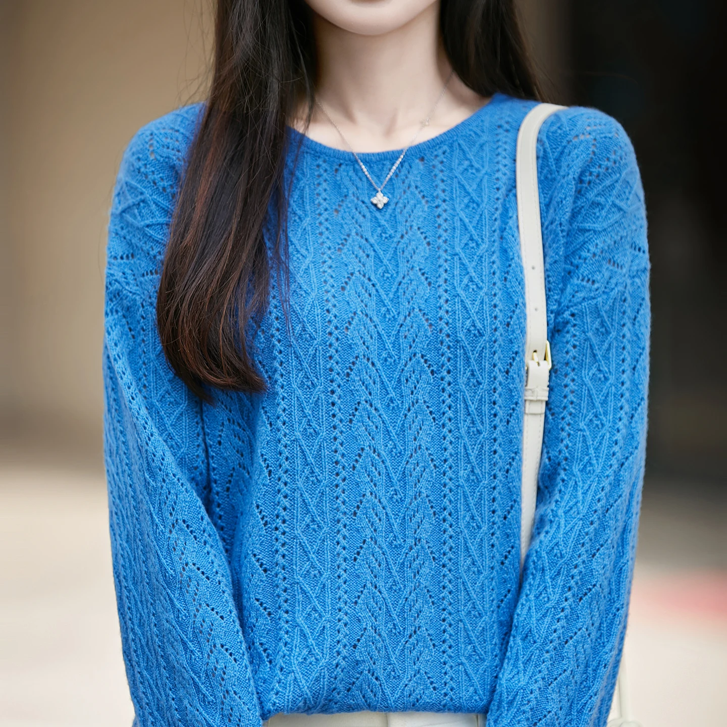 Elastic Sweater Women's 100% Pure Wool Knit Pullover ONeck Sweater Long Sleeve Warm Daily Casual Top Fashion 2026 BM