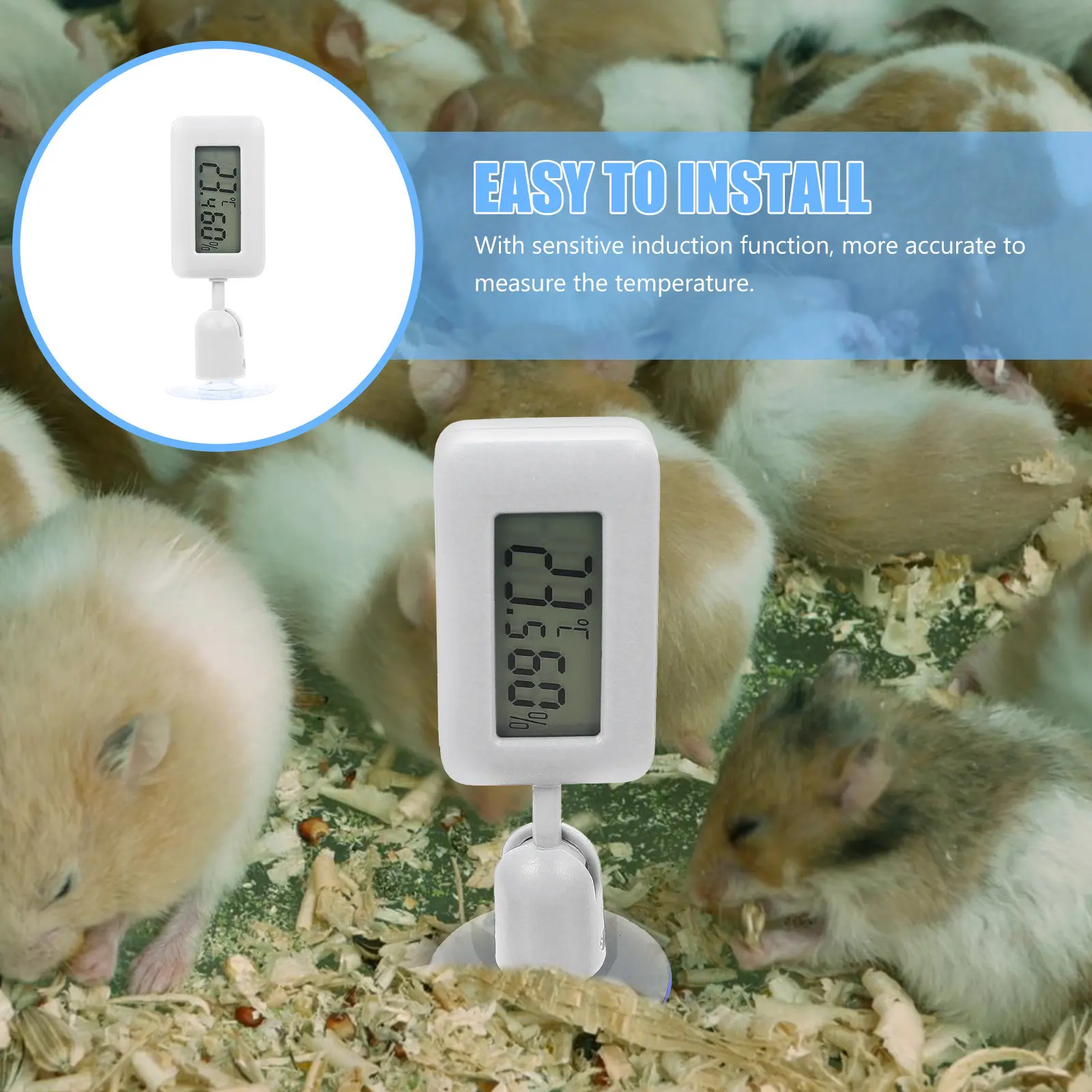 Leopard Gecko Tank Thermometer Suction Cup 360 Degree Rotation Digital Temperature Meter Easy Installation No Damage Accurate
