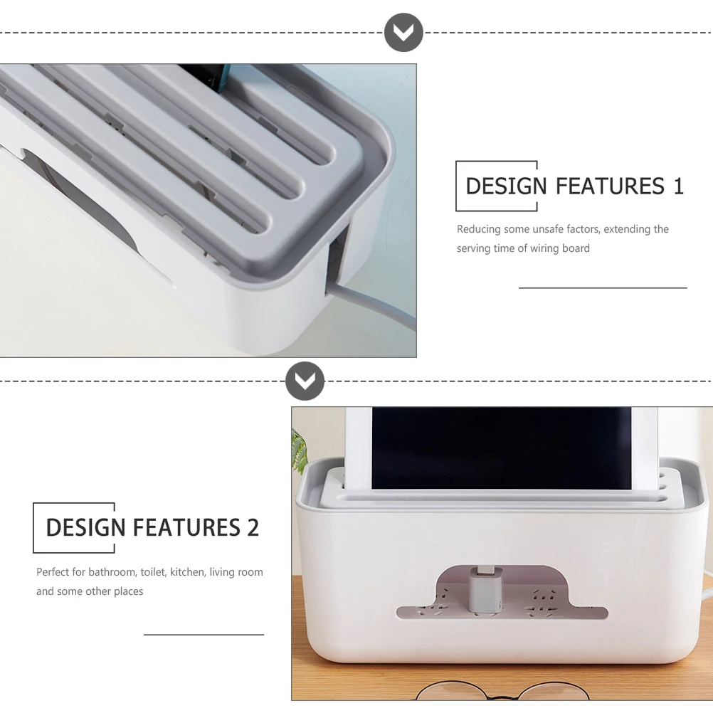 

Premium Hips Plastic Cable Management Box Durable Power Line Storage Case For Home Bathroom Kitchen Living Room Use Cable