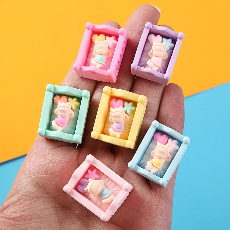 10pcs Kawaii Mini 3D Resin Sleeping Baby Dollhouse Miniatures Statues Figurines for Decoration