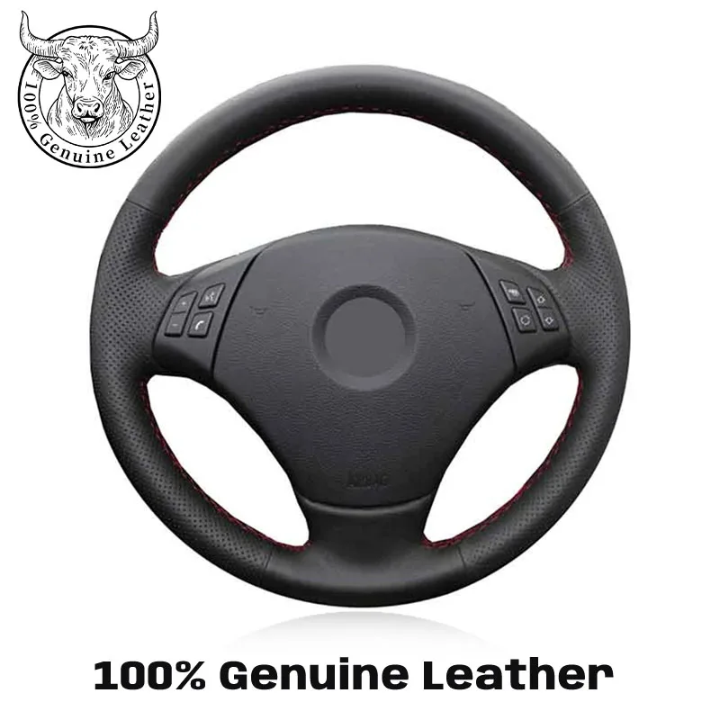

Car Steering Wheel Cover Braid Genuine Leather For BMW E90 320 318i 320i 325i 330i 320d X1 328xi 2007 Auto Interior