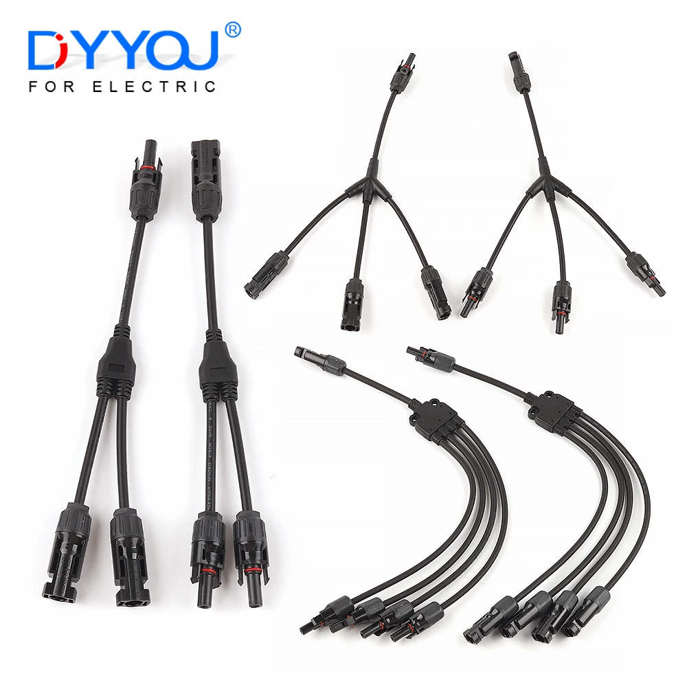 

1Pair 2Y 3Y 4Y Solar Connector Y type Branch Male Female For Solar PV System Panel Adaptor Cable Connectors Parallel Connection