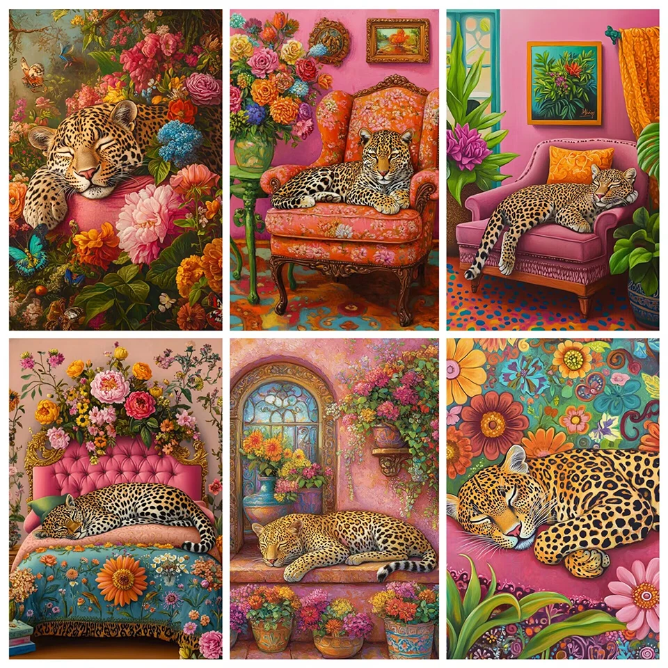 

Colorful Leopard DIY Diamond Mosaic Embroidery 5d Full Square Round Drill Diamond Painting Cross Stitch Kits New