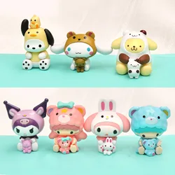 7 sztuk/zestaw Sanrio Anime figurka moja melodia Kuromi Pochacco Cinnamoroll lalka ładna dziewczyna ozdoby serca dekoracje z kreskówek zabawki prezenty