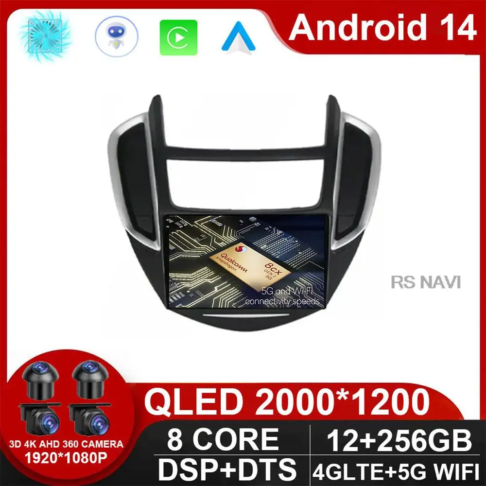 

Car Radio For Chevrolet TRAX 2014 - 2019 2Din Android 14 Octa Core Car Stereo DVD GPS Navigation Player QLED Screen Carplay DVD